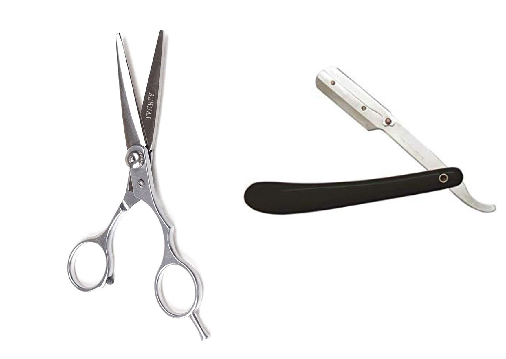 Professional Salon Barber Hair Cutting Scissors And Folding Razor Scissor For Men And Women, Silver Combo Of 2-image-22