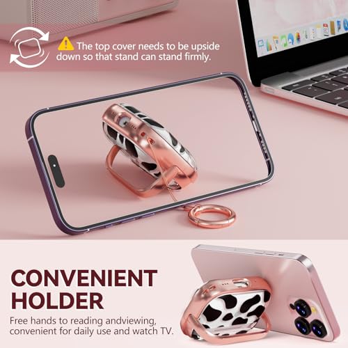 Image of Inesore for AirPods Pro 3 Case Cover 2025 with Lock-Black+Gold Cow Print | Two-Piece Design,with Gold Keychain & Clean Pen, As Phone Stand,Support Wireless Charging,Cute Luxury Case for Women Girly