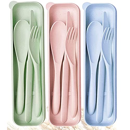 Travel Cutlery Set, 3 Pack Reusable Plastic Forks & Spoons, Portable Camping Cutlery for Adult Travel Picnic