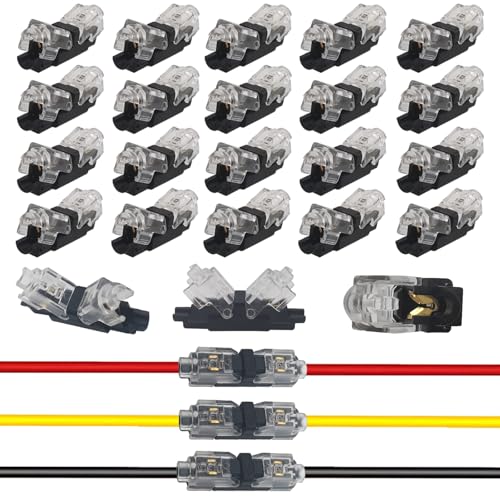CTRICALVER Kabelconnectoren met lage spanning, zonder gereedschap, inclusief vorm I en T-vorm, zonder strippen, vereist voor compacte klemmen, set voor 20-22 AWG (17 stuks