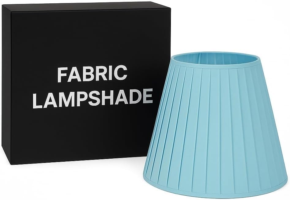LEDSone 28cm Light Blue Pleated Fabric Coolie Lampshade with A60 LED Bulb – Easy Fit Drum Shade for Table Lamp, Floor Lamp, Ceiling Light, Pendant Light, Bedroom & Living Room Lighting — image 1