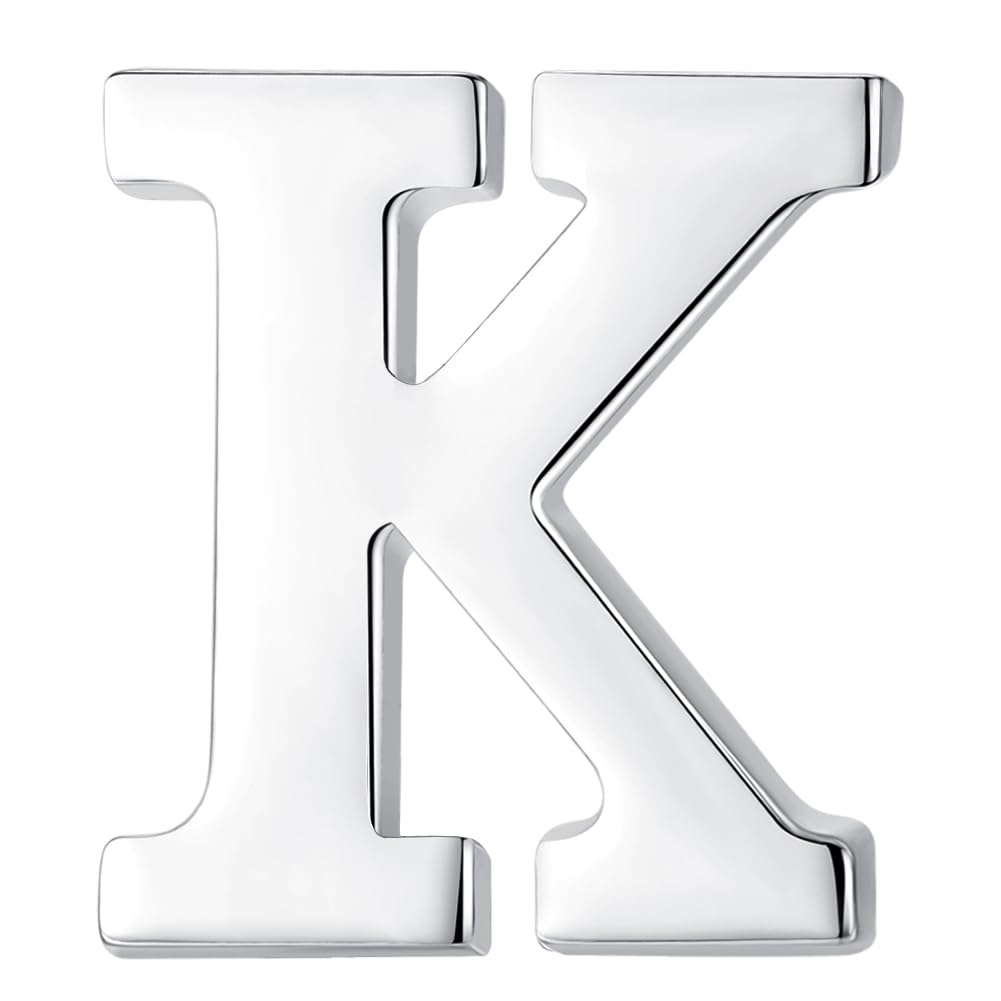HONEY BEAR Silver Initial Letter Tie Lapel Pin Brooch for Men Women Shirt