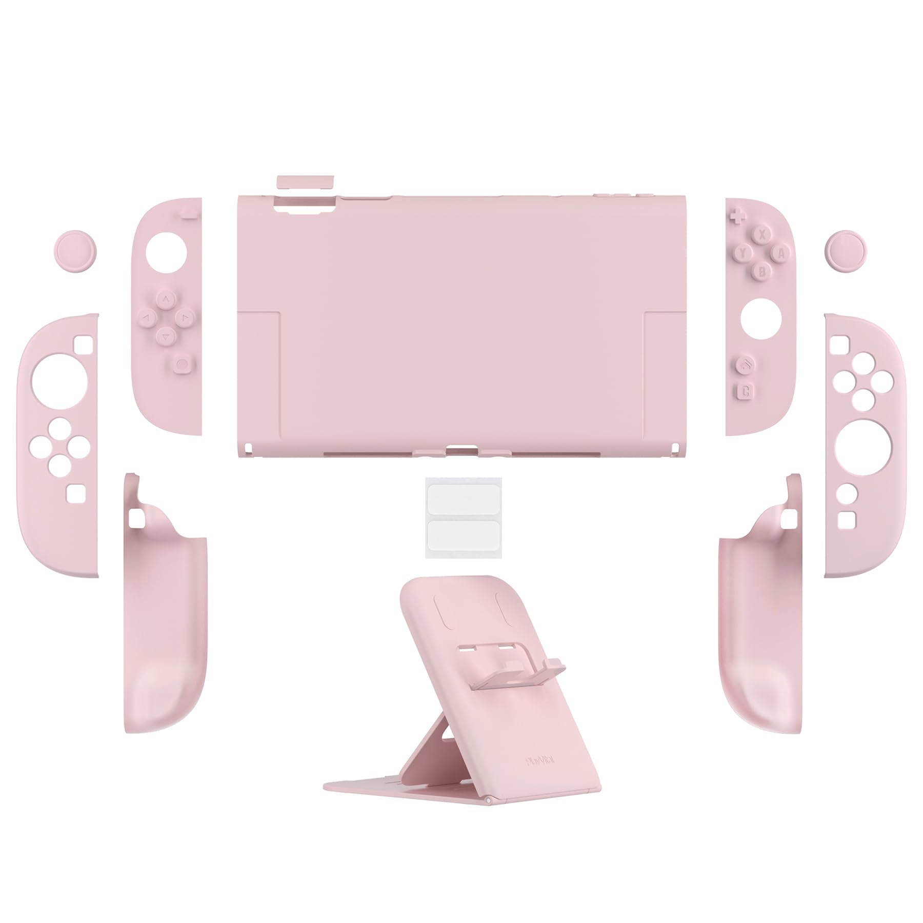PlayVital Coque pour Switch 2 Console avec Support & Capuchon Joystick,Étui de Protection Rigide pour Nintendo Switch 2 Manette Grip Cover Dockable-Rose