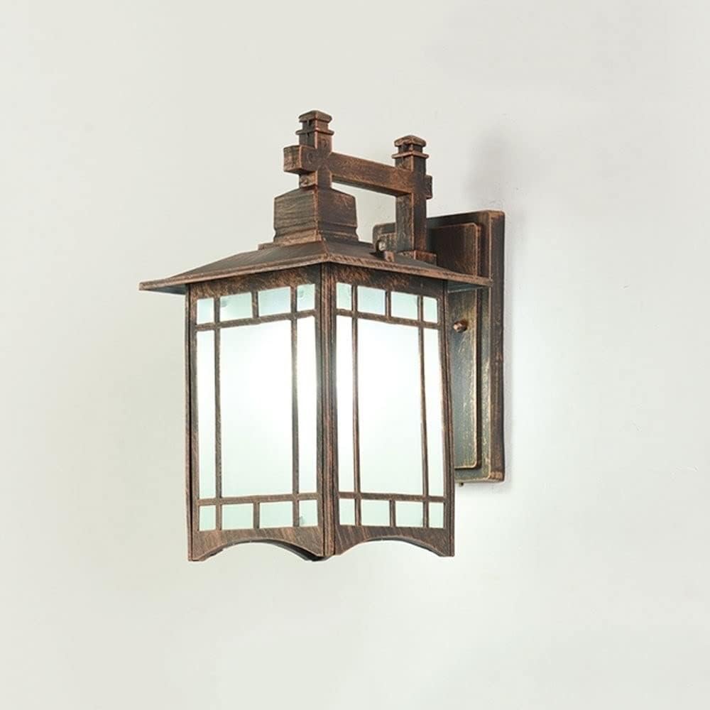 AITEXIExterior Wall Lighting Aluminum Metal Wall Patio Lights with White Glass Shade Wall Mounted Lamp for House Front Porch Patio Garage Doorway (Color : Bronze)