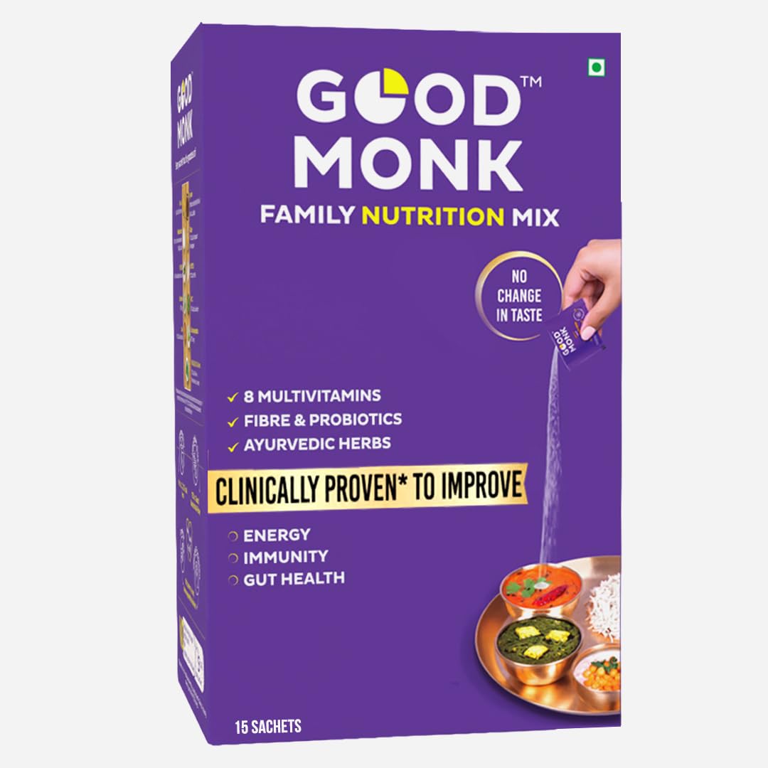 Clinically Proven Multivitamin Mix for Kids, Men & Women | For Energy, Immunity, Gut Health | With Probiotics, Fibre, Vit B12, C, D, Iron, Zinc | Add To Food - No Taste Change | 15 Sachets