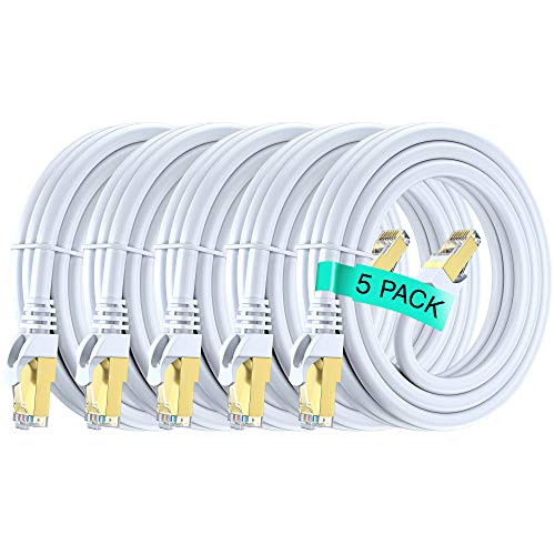 Exclusive Discount 70% Price  Maximm Cat7 Ethernet Cable - 5 Pack - 10Gbps - 600Mhz High Speed Double Shielded UTP, Patch and Network Cable (10 Feet, White)