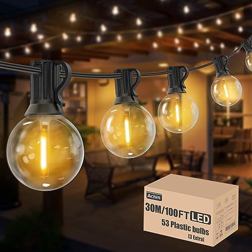 Festoen Lights Outdoor Dimbaar, Bomcosy G40 100Ft Outdoor String Lights