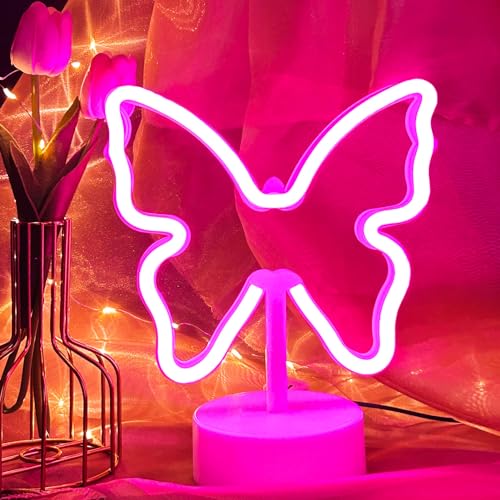 Vifulin QDJZHD.Z055P Butterfly Neon Sign Pink Neon Light, Usb/Battery Operated Butterfly Led Signs Night Lights Room Decor For Girls Bedroom, Cute Lamp Aesthetic Gifts For Birthday Party Christmas Dorm Desk Table thumb #2