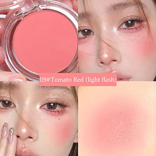 Single Color Matte Face Blush Sweet Cheeks Blush, Talc Free Blusher Palette, Natural Cheek Contour Tint Face Blusher Cosmetics, High Pigment Pressed Blush, Long-Lasting Colorful(Blush Powder #09) #TOP1