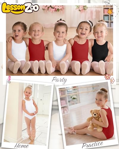 Image of 3 Pack Girls Leotards Toddler Ballet Tank Leotard Kids Dance Gymnastics Outfits Solid Sleeveless Bodysuit 2-12Y