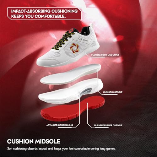Image of SOLPRO Power Smash Badminton Shoes | Flex Support Outsole | Court Grip | Shock Absorbing Cushion | Breathable Mesh Upper | Stability Ridges