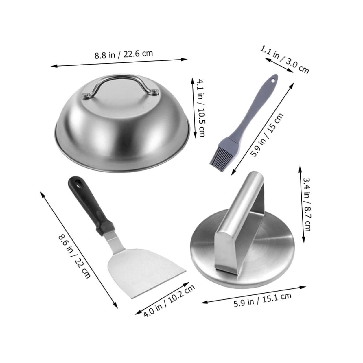Set Presse Hamburger INOX avec Manche Ergonomique Outil Cuisine pour Burger Maison Moule à Steak Haché pour BBQ et DIY Facile à Nettoyer et Utiliser