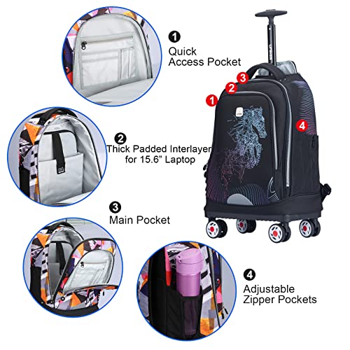 Rucksack-Trolley Uniker mit Rollen für Reisen und Schule