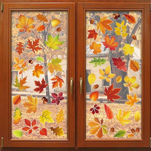 JKITNHJOT Fensterbilder Herbst, Thanksgiving Fenster, Selbstklebend...