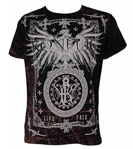 Konflic Men's Live Free Eagle Emblem MMA Muscle T-Shirt - Black - Large