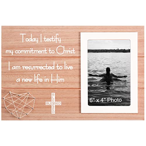Sioial Adult Baptism Frame Gift- Teen Baptism Frame Gift- Picture Frame Gift-Photo Frame Present- Today I Testify My Commitment To Christ, I Am Resurrected To Live A New Life In Him #TOP2