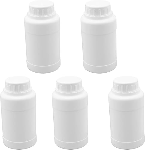 Miniatura 6 de Othmro 5 botellas de plástico de 8.45 onzas líquidas, botella cilíndrica de reactivo químico de laboratorio, botella de polietileno de reactivo de