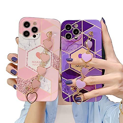 Image of MVYNO Exclusive iPhone 11 6.1 inch Cover with Purple Hearts Back Holder | Beautiful Elegant Case (Silicone | Flexible | iPhone 11 | Purple Holder)