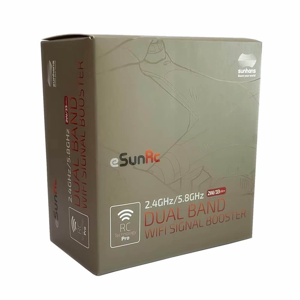 eSunRC 2.4G y 5.8G IEEE 802.11/a/n/b/g Banda Dual 2000mW 33dBm UAV WiFi Amplificador de señal WiFi Antena