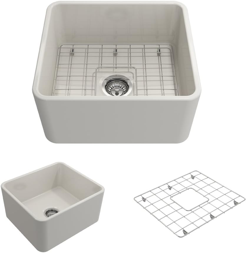 20'' White Fireclay Farmhouse Apron Kitchen Sink