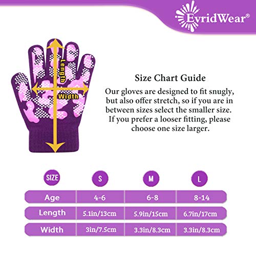 Image of Evridwear Kids Winter Gloves,3 Pairs Knit Warm Stretch Gripper Children Magic Glove for Boys Girls 4-14 Years