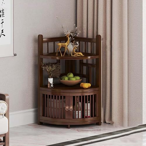 Mesa de buffet de esquina curvada para ahorrar espacio, exhibición antigua y porcelana, elegante mesa pequeña de 72 cm, perfecta para salas de estar acogedoras