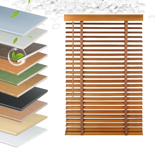Faux Wood Blinds 2 Inch Cordless, Room Darkening Mini Venetian Horizontal Blinds & Shades for Indoor Windows, Office, Living Room, Bedroom, Multiple Colors