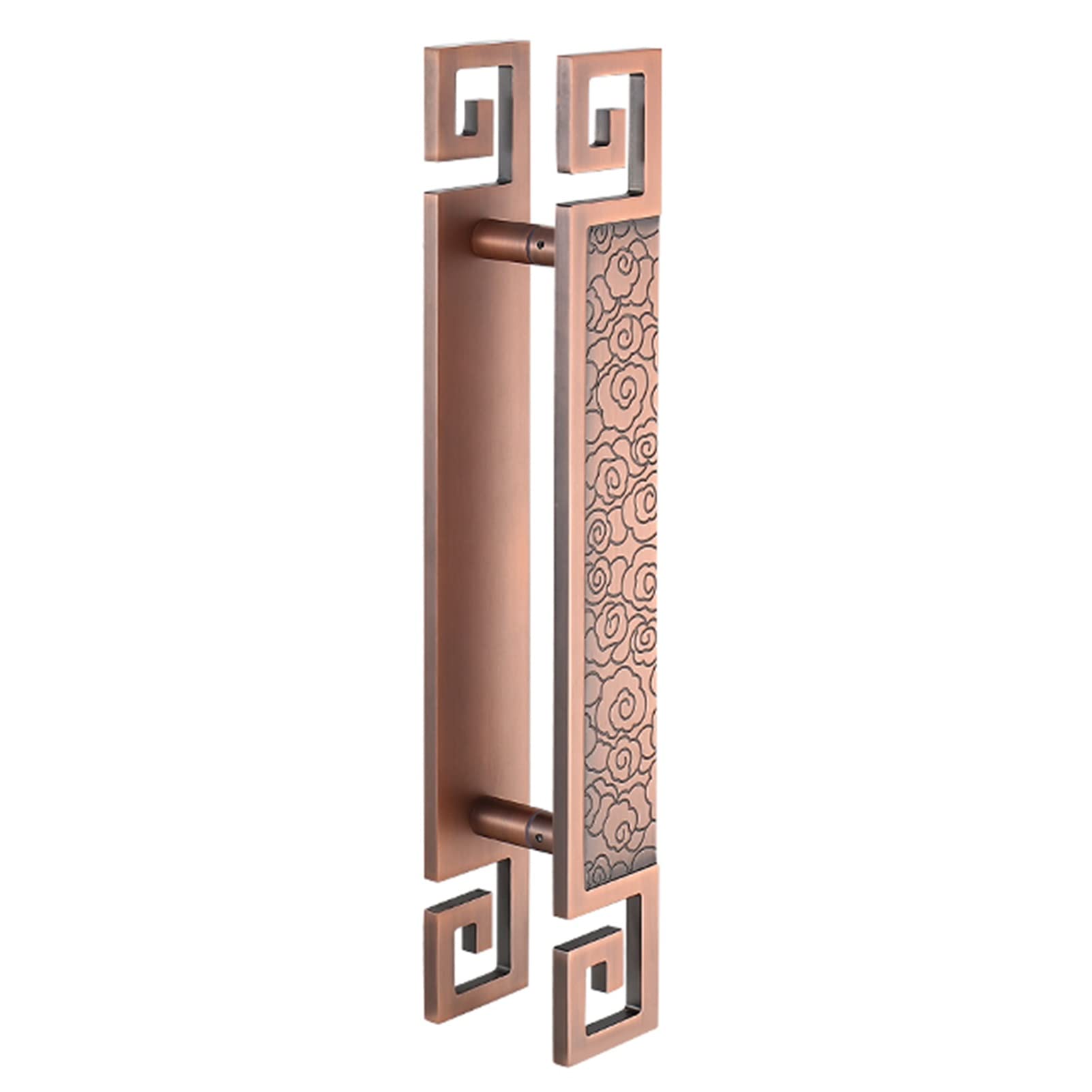 ADGCFKOP Shower Door Handle, Door Handle Antique Cloud Door Handle Pull Push,Solid Easy to Install Exterior Door Handle with Install Fitting(Red Bronze,40cm/15.7inch)