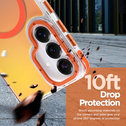 Image of Magnetic Case for Samsung Galaxy S26 Plus [Compatible with Magsafe] [Cute Fashion Fluorescent Design] [1 Screen Protector] Slim Translucent Matte Case for Galaxy S26 Plus 6.7 inch, Orange