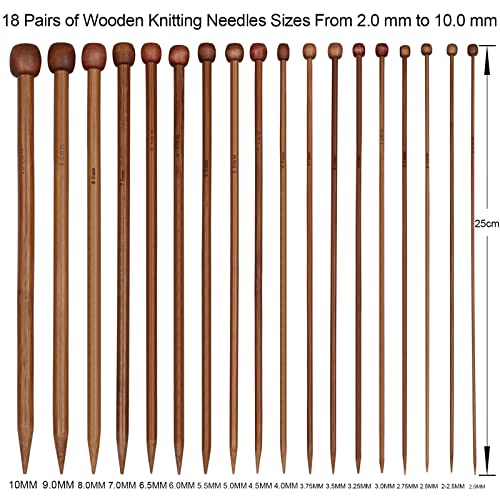 Aeelike LIKEBZZY00042 Bamboo Knitting Needles 18 Pairs Knitting Needles Set thumb #1