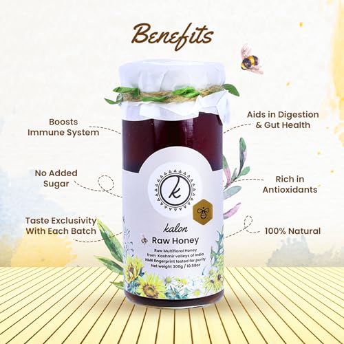 Image of KALON 100% Natural Raw Honey | NMR Tested | No Added Sugar and Preservatives | Thick Raw Flavour - 300 gm