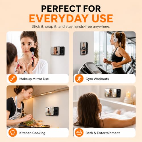 Image of Mizi Magnetic Sticky Mobile Suction Grip for Mag Safe, 24 Silicone Suction Cups, Removable Magnetic Phone Mount for i Phone 12 /13 /14 /15 /16 /17 /18 Series - Black
