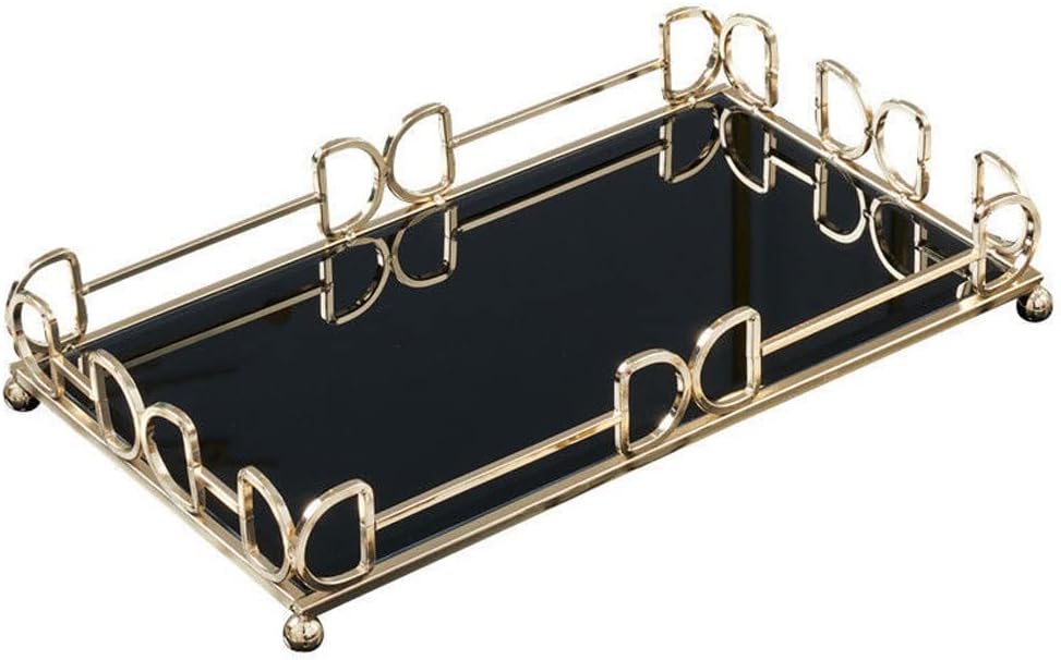 FMURY European Light Household Metal Tray Wedding Decoration Rectangular Round Cosmetic Decoration Storage Box(S code)