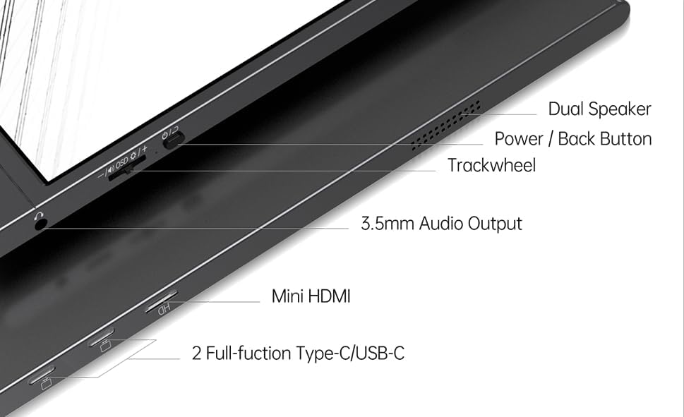 15.6 Inch Professional (1920 x 1080) FHD Portable Monitor, IPS Ultra-Thin Zero Frame Gaming Monitor with HDMI USB Type-C, Dual Speakers.External Portable Monitor for Laptop Mac Phone PS4 Xbox
