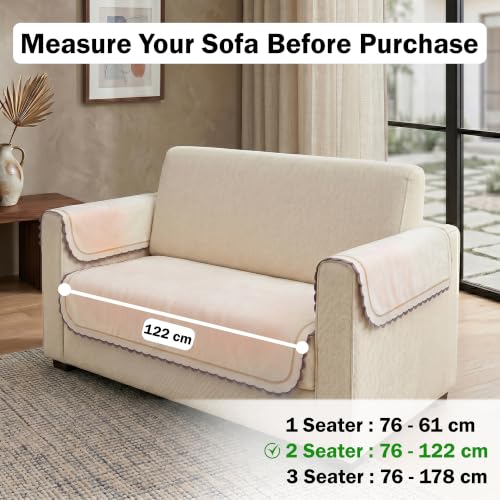 Image of Story@Home Velvet Sofa Cover 2 Seater (76x122Cm) with Arm Rest Covers | Anti Slip Sofa Mat 2 Seater for Living Room | Measure Your Sofa & Create Your Own Customized Set - Ombre Cotton Candy