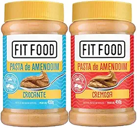 Kit 2 Pasta de Amendoim Integral Cremosa + Crocante Fit Food 450g