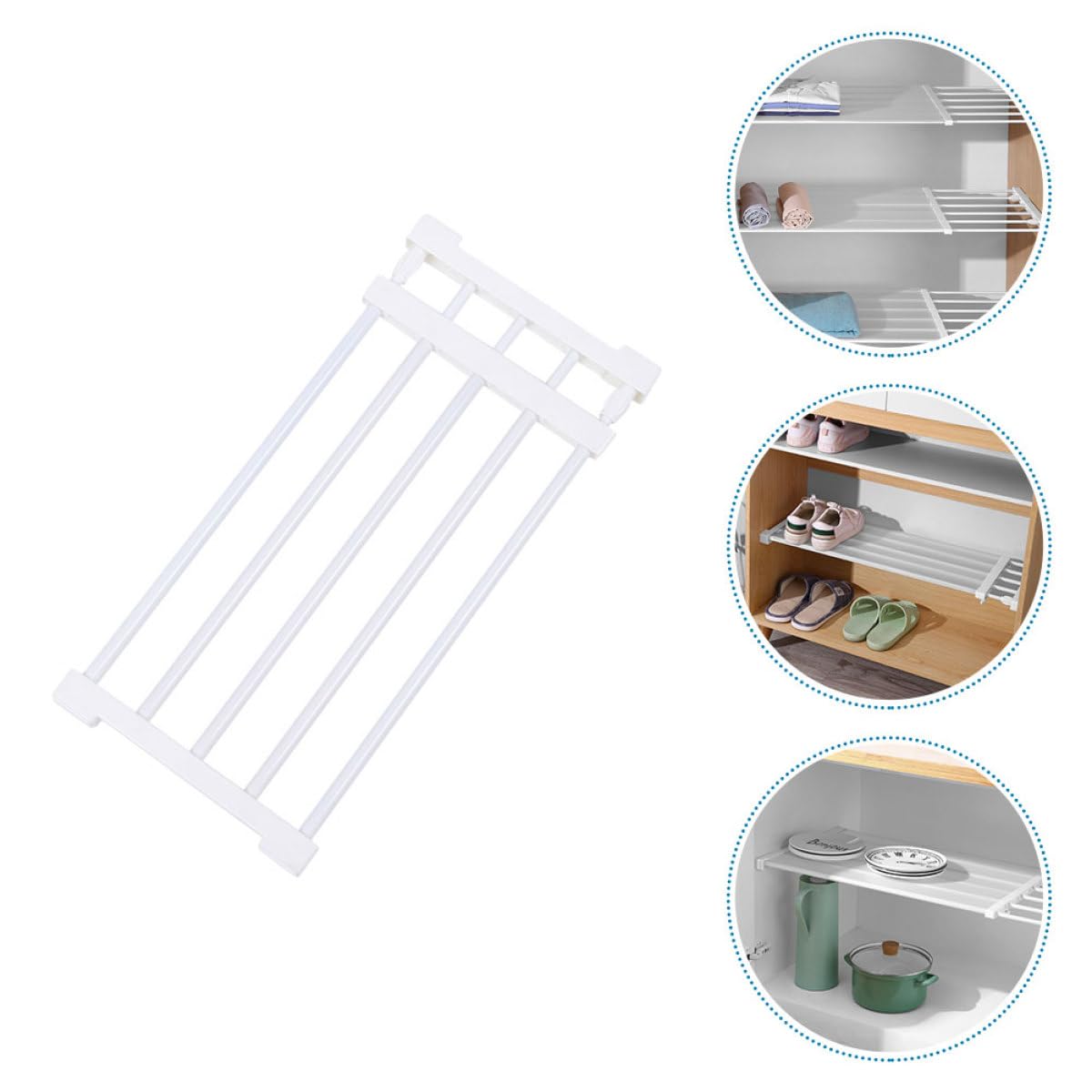 Divisor Organizador de Armario Extensible sin Clavos 50-80 Cm X 24 Cm, Estante Plástico Ajustable para Ropa, Estante Separador para Dormitorio y Baño, Almacenamiento Práctico