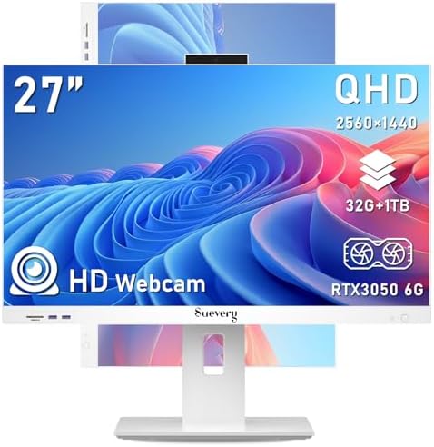 suevery All-in-One PC AIO Desktop Computer Core I5 Wi-Fi6 Gaming All in One Business (I5 13400F-32G-1TB)