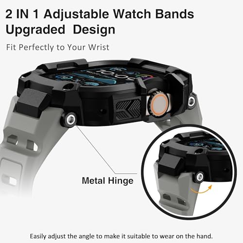 Image of ULTIMAL Rugged Band with Case for Apple Watch 49mm, Military-Grade Shockproof Protective Strap for Men, All-in-One Outdoor Sport Watch Band Compatible with Apple watch Ultra 3 /2 /1 (Grey)