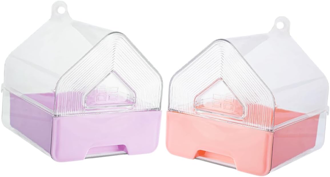 MERRYHAPY 2pcs Tub: Parrot Washing Box Pet Cage Bath Basin for Small Birds Budgie Shower Accessories Hanging Design for Indoor Use