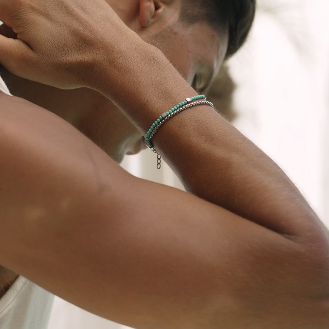 Pulsera doble ajustable de acero inoxidable para hombre miniatura 7