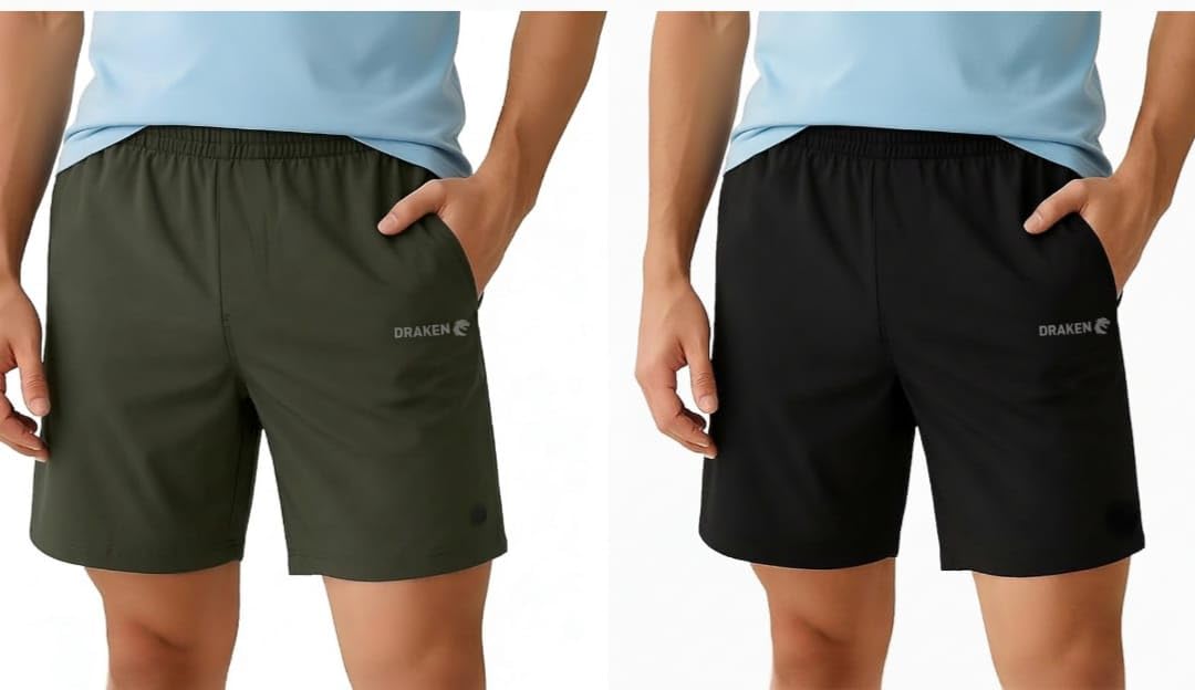 draken 4 Way Lycra Sports Shorts Combo for Men (Pack of 2) – Stretchable Gym Running Shorts, Lightweight Breathable Workout Shorts-picture-39