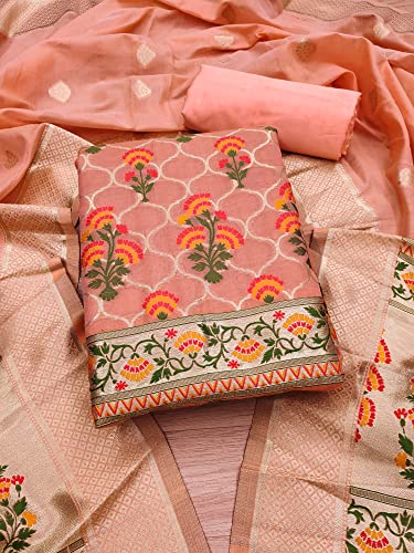 Image of Pandadi Women's Cotton Jacquard Unstitched Salwar Suit Dress Material