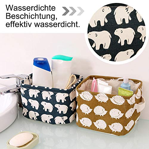 sinzau Aufbewahrungskorb, 4-Teiliges Set, Faltbare Aufbewahrungsbox aus Leinen, für Büro, Schlafzimmer, Bad, 4 Muster
