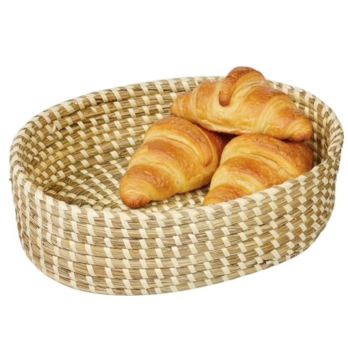 Basket for Serving – Rustic Natural Bread Basket for Sourdough Complete Sourdough Bread Making Kit with Grass Baskets & Starter Jar, Bread Baking Tools and Supplies Set