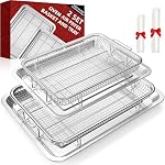 Air Panier de friteuse pour four, 2 Régler le four Air Panier et bac à fryer avec 60 PCS Papiers parchemins, Demaxia Crisper Plateau en acier inoxydable non-brillant Air Poêles pour four à convection(15.8" × 11" & 13" × 9.7")