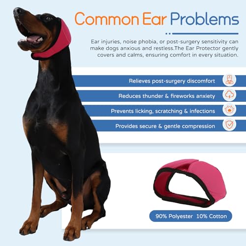 Harbyel Dog Ear Muffs & Swim Cap and No Shake Ear Wrap for Bathing, Hematoma, Drying & Noise Anxiety Relief - Elastic Waterproof Ear Protection with Calming Hoodie for Grooming by Harbyel - Used condition - Image 2