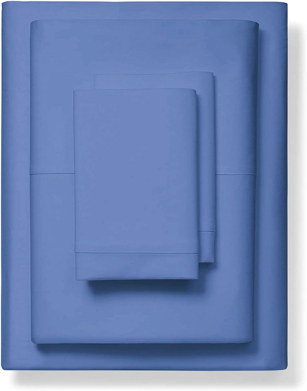 1000-Thread-Count 100% Pure Cotton Bed Sheets -4 Pc King Size Deep Blue Sheet Set, Single Ply Long Staple Combed Cotton Yarns, Best Luxury Sateen Weave, Fits Mattress Upto 17'' Deep Pocket