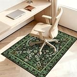 Edlbaegy Office Chair Mat for Hardwood Floor 90x120cm Green Non Slip Floor Protector for Office Chair Low Pile Chair Mats for Rolling Chair