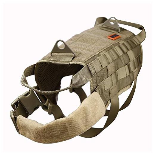 OneTigris Molle - Arnés táctico para Perros, Caqui, Large